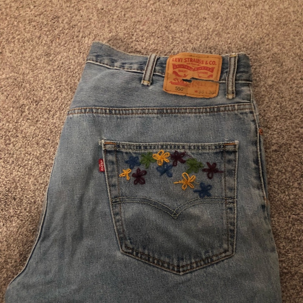 Levi’s embroidered jean shorts